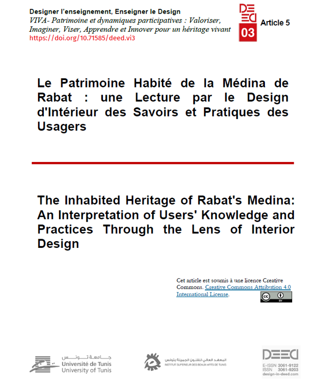 The Inhabited Heritage of Rabat's Medina: An Interpretation of Users' Knowledge and Practices Through the Lens of Interior Design